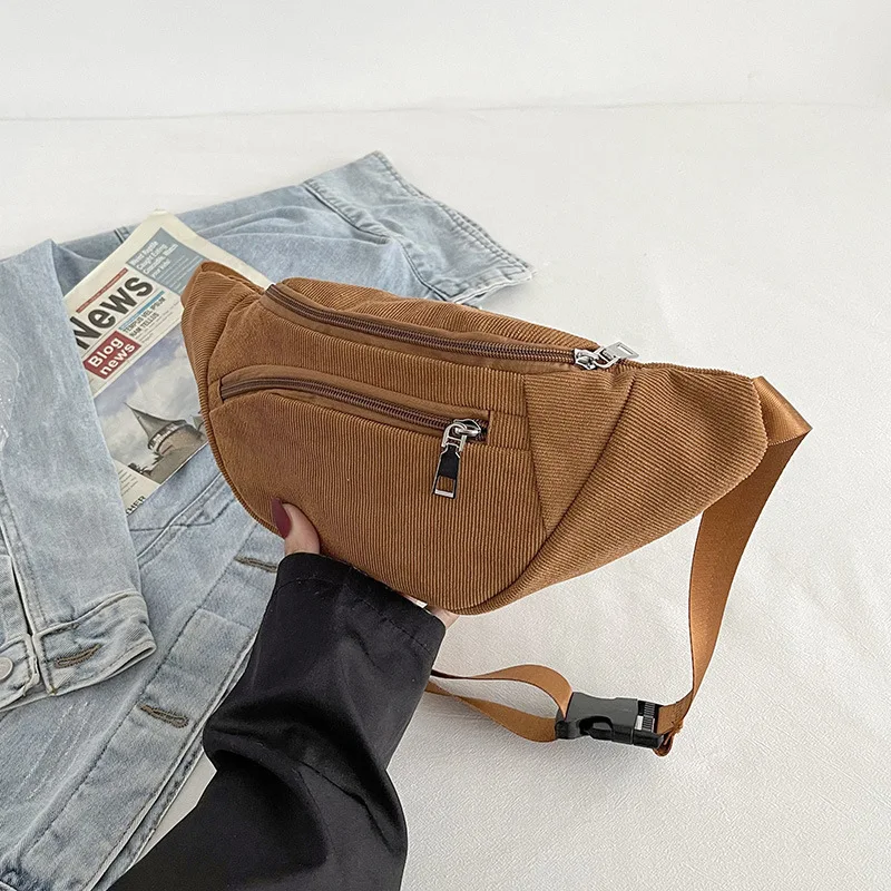 

Casual Corduroy Waist Bag For Women Simple Winter Chest Bag Womens Fanny Pack Crossbody Bags For Women Purses Bolso Para Hombro