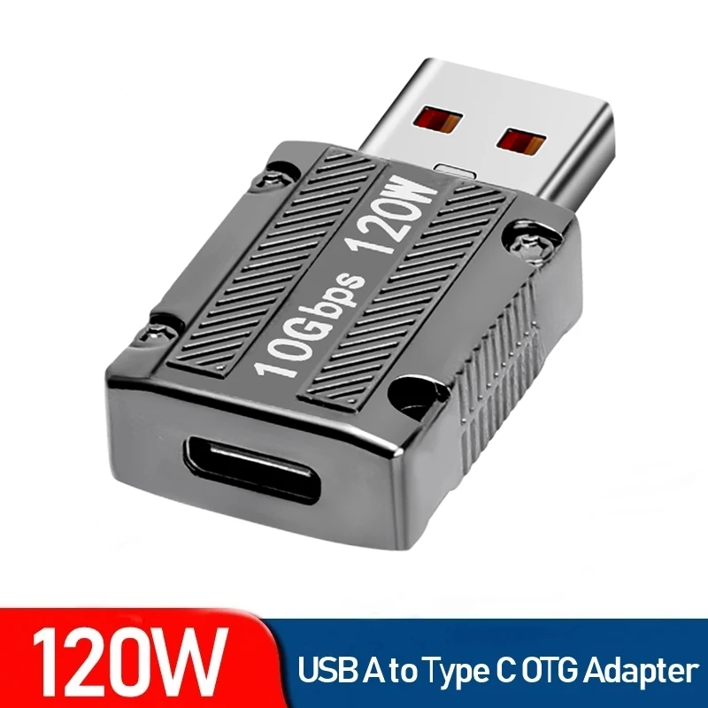 

Адаптер OTG 120 Вт из цинкового сплава USB A Type C, 10 Гбит/с, USB «штырь-гнездо», разъем зарядного устройства для телефона, Ipad, Macbook, адаптер