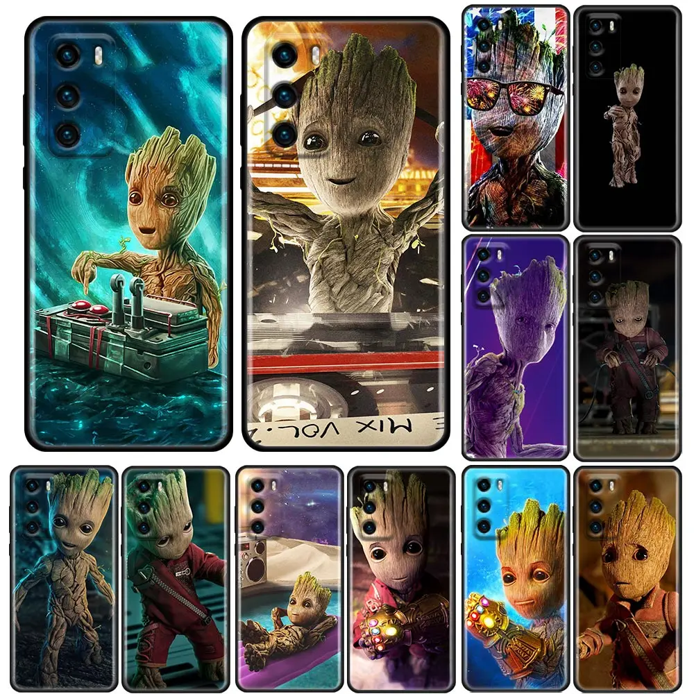

Marvel Avengers Cute Baby Groot Cartoon Phone Case Huawei P50 P50E P40 P30 P20 P Smart 2021 2020 2019 2018 Lite Pro Plus Pocket