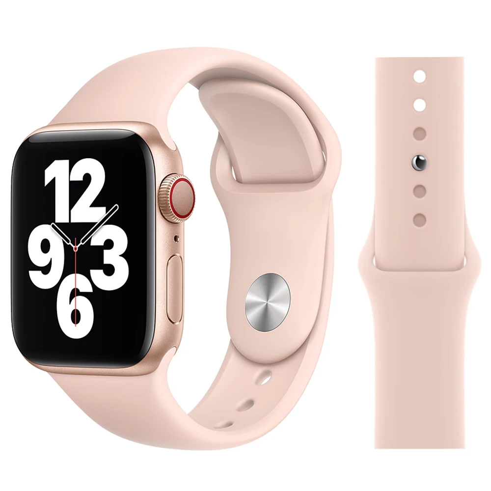 

Ремешок силиконовый для Apple Watch band 7 6 se 44 мм 42 мм 40 мм 38 мм, резиновый браслет для смарт-часов iWatch Series 76543 41 мм 45 мм
