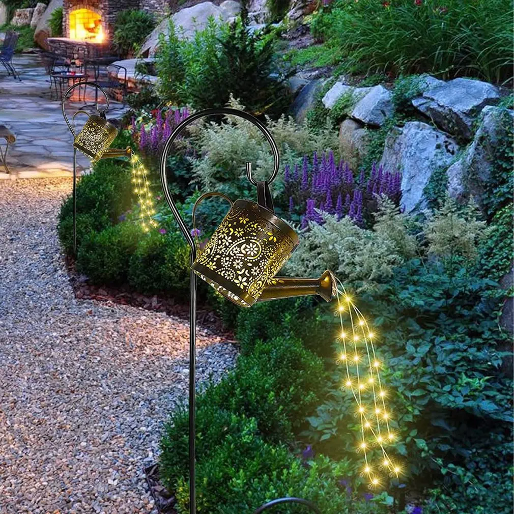 

Solar LED Watering Can Lights Outdoor Waterproof Decor Kettle Garden Yard Art Lamp Hollow Water Sprinkle Landscape Lamps
