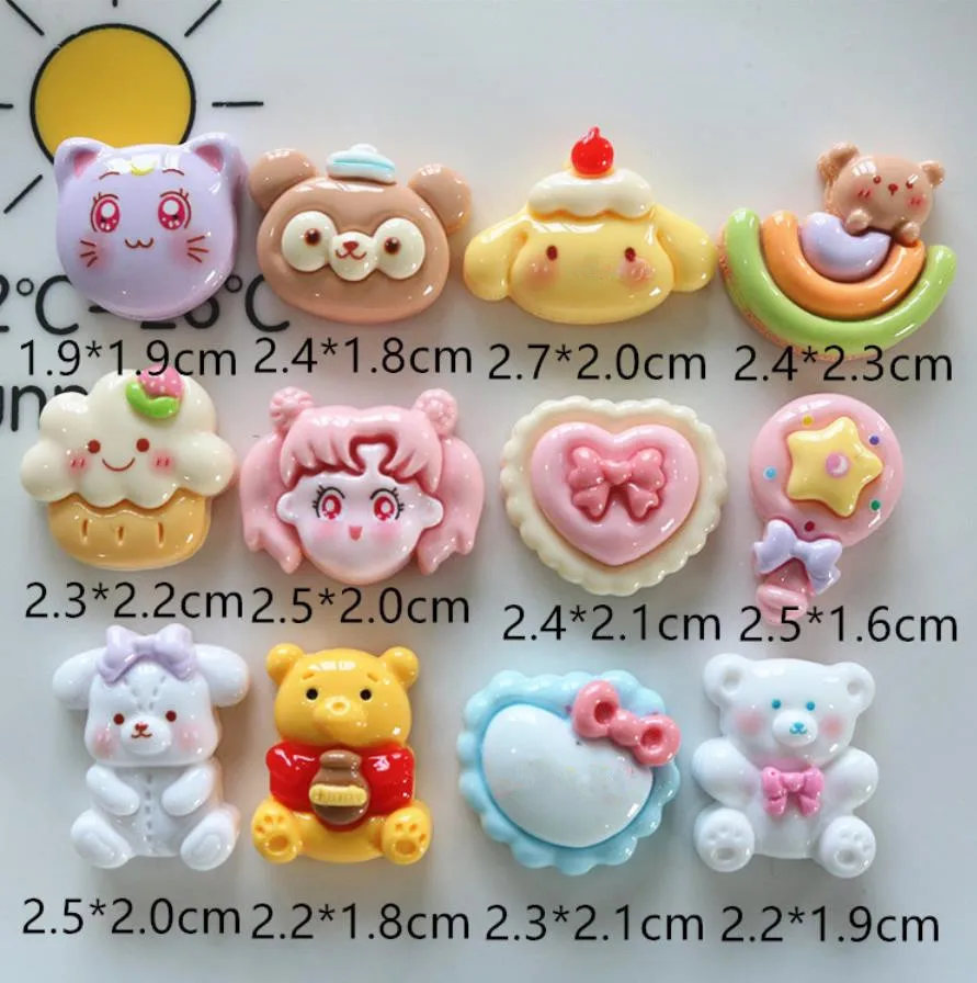 

Кавайное мультяшное печенье, животное, сердце, плоская задняя сторона, искусственная смола, украшение для волос, бант, аксессуары для кукольного домика