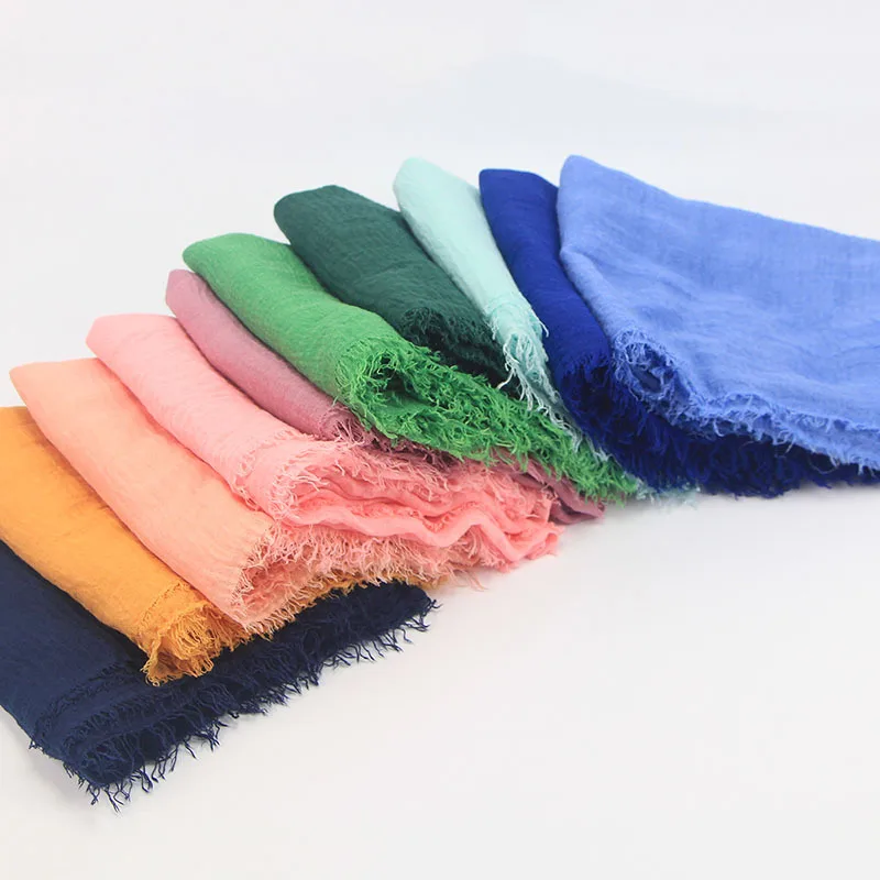 Women Cotton Linen Scarf Hijabs Solid Color Pashmina Scarves Shawls Wraps Foulard Headband images - 6