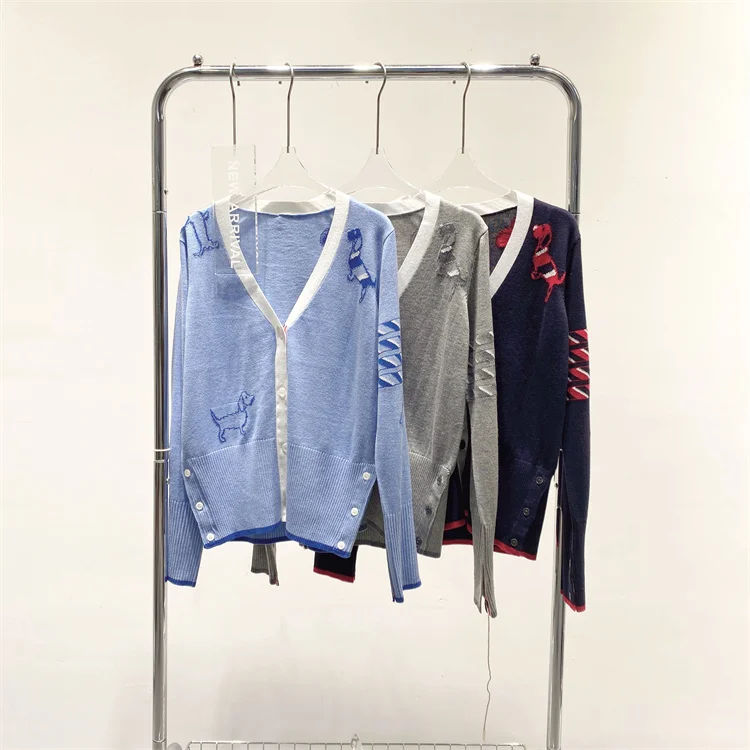 

TB Embroidered Puppy Cardigan Coat