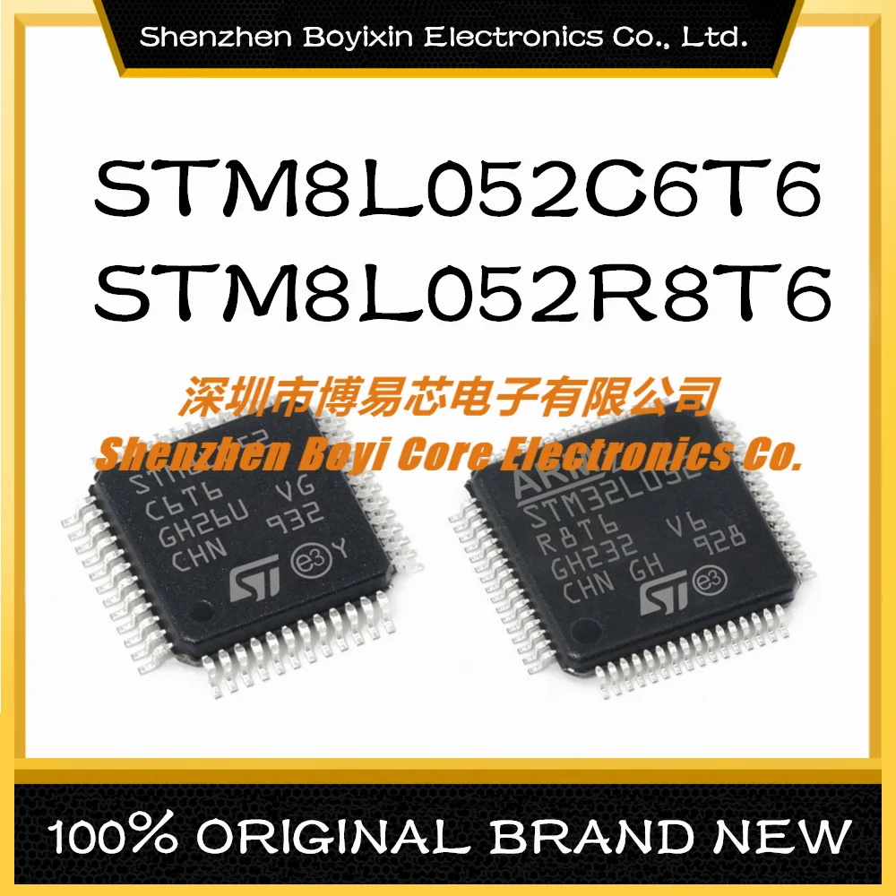 STM8L052C6T6 STM8L052R8T6 STM8 16 МГц Flash: 32K @ x8bit RAM: 2KB STM8 16 МГц Flash: 64K @ x8bit RAM: 4KB (MCU/MPU/SOC)