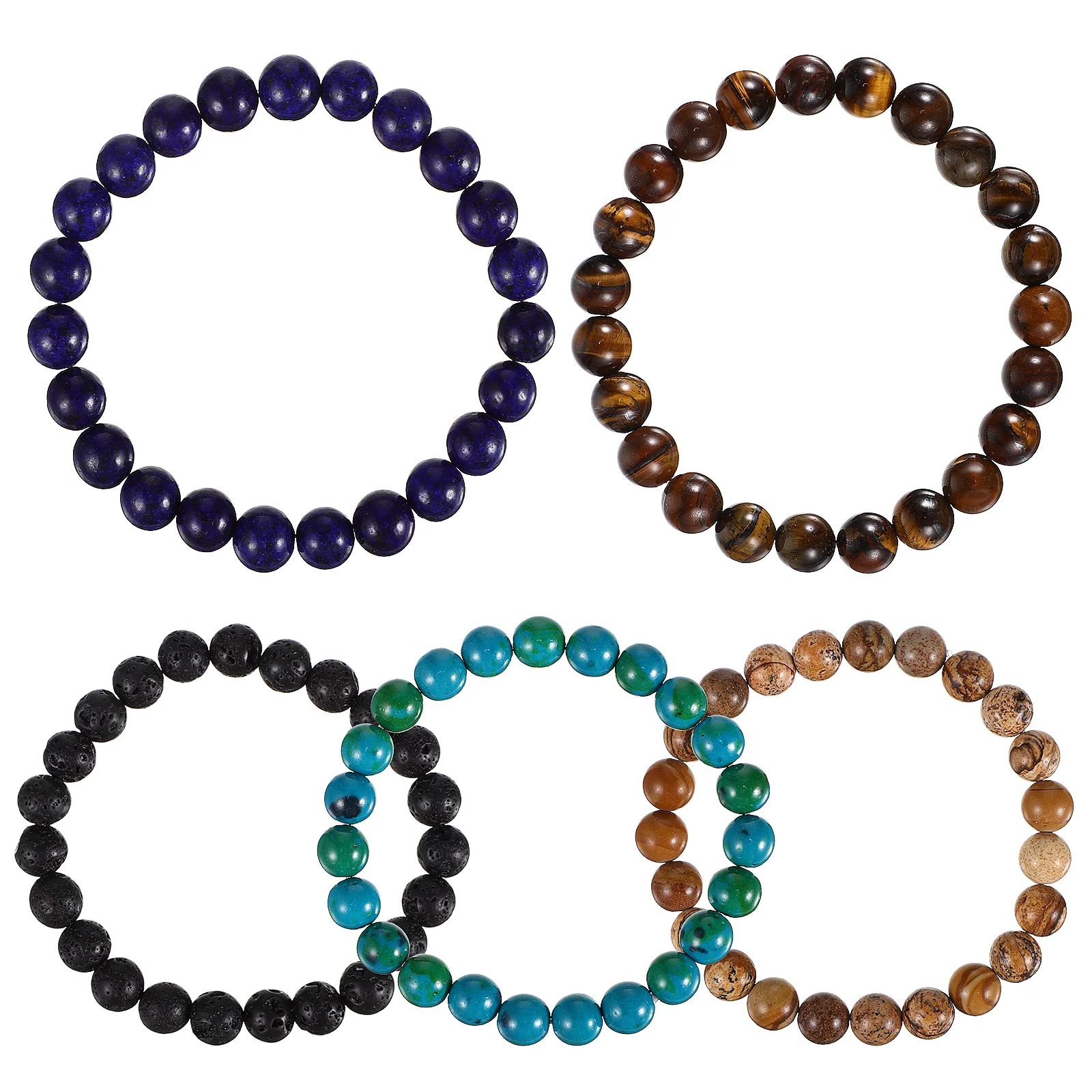 

5 Pcs Agate Stone Bracelet Men Stretchy Bracelets Charm Mens Aesthetic Gemstone Beads Turquoise Beaded