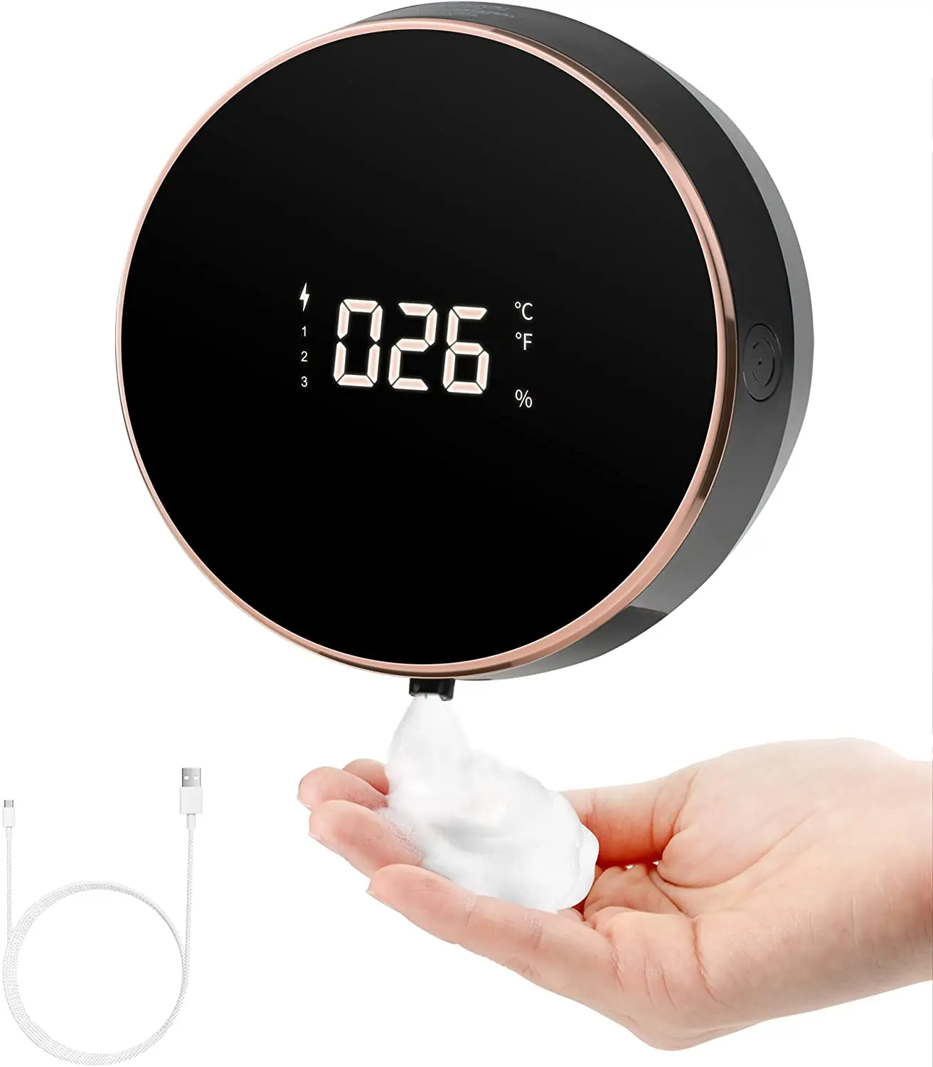 

Non-Contact Foaming Soap Dispenser, 2000mAH Rechargeable, Sensor Hands-Free Soap Dispenser with Display, 3 Adjustable Levels