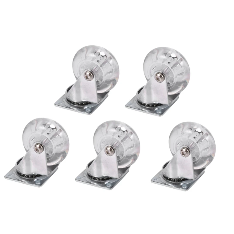 

5PCS Transparent PU Caster Mute Universal Heavy Duty Furniture Wheel for Children's Car Office Chair Swivel Casters