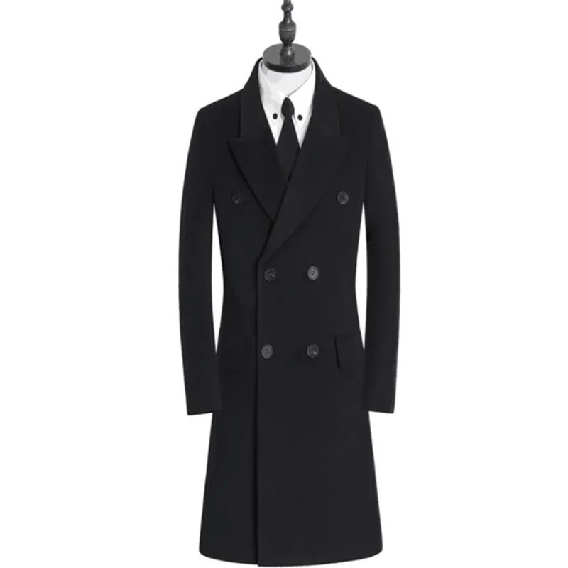 

Young Woolen Coats Men'S Middle-Aged Business Casual Long Slim Black Jaquetas Masculina De Inverno Abrigos Hombre Invierno