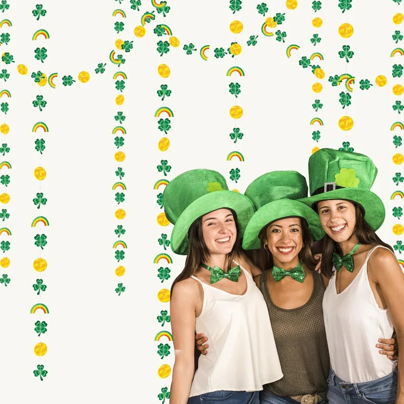 4 шт. День Святого Патрика зеленое золото клевер радуга золотая монета подвесные