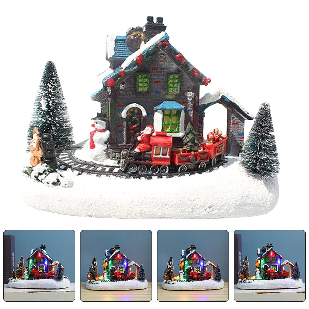 

Christmas Light Up Ornament Creative Festival Decor Figurines Home Colorful Household Desktop Adornment Resin Scene