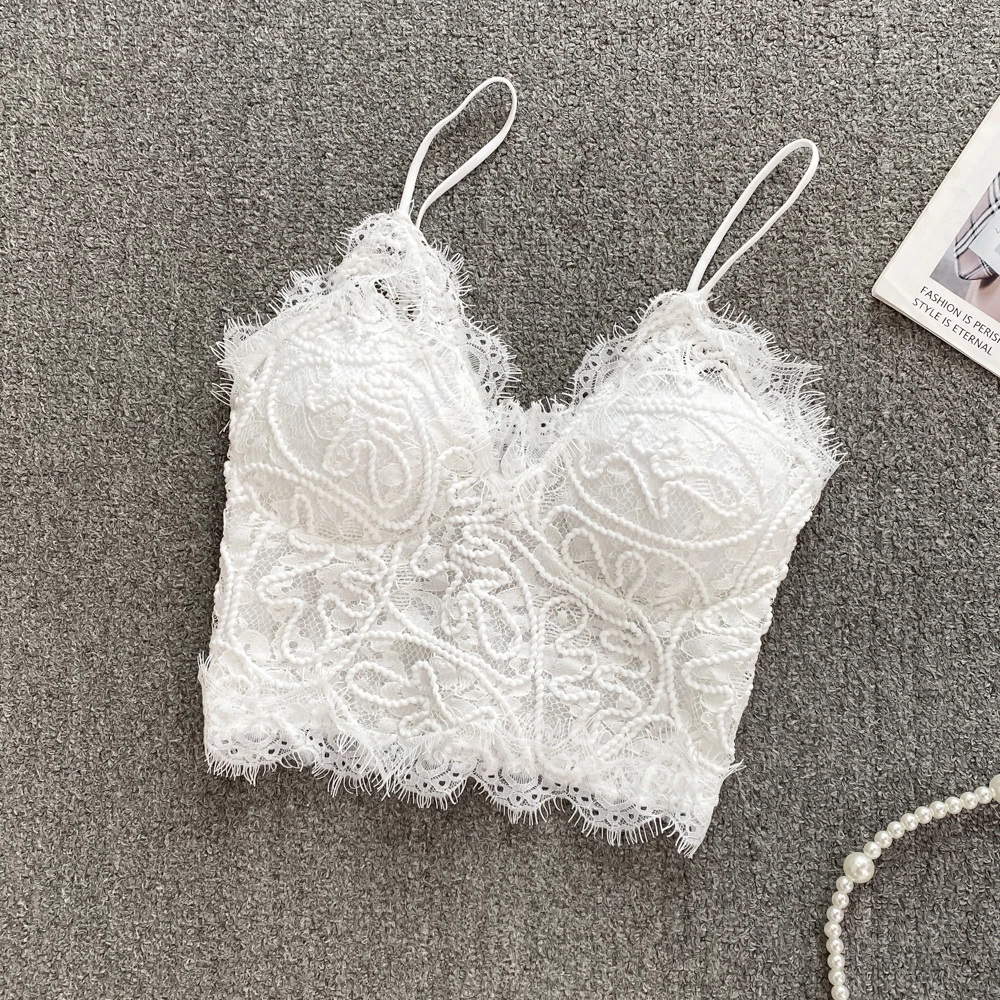 

Women's Sexy Embroidery Lace Camis Hot Sweet Hollow Out Print Crop Top Summer Sheer Solid Off Shoulder Tank Tops Backless Corset
