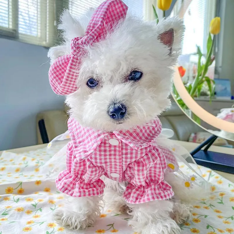 

Pet Supplies Plaid Bow Tie Bow Hair Clip Teddy Bear Princess Cute Jewelry