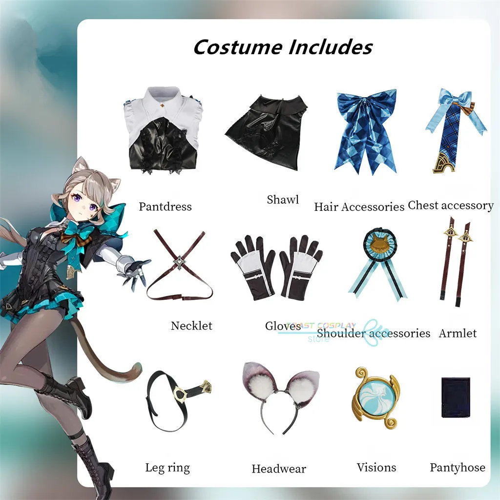 Линетт Косплей Genshinimpact Костюм Близнецы Волшебник Униформа Хэллоуин Полный