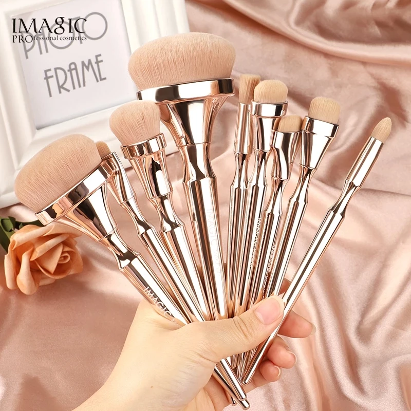 

9Pcs makeup brushes set Gold handle for Foundation Powder make up brushes pincel maquiagem kabuki brush beauty tools