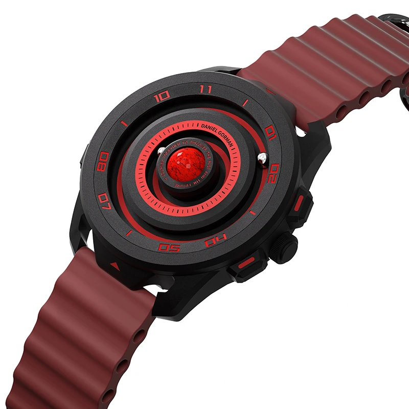 Фото Daniel Gorman Red Planet Design Мужские кварцевые часы Водонепроницаемые светящиеся спортивные наручные часы с магнитными бусинами и указателями DG0525 Красный №1