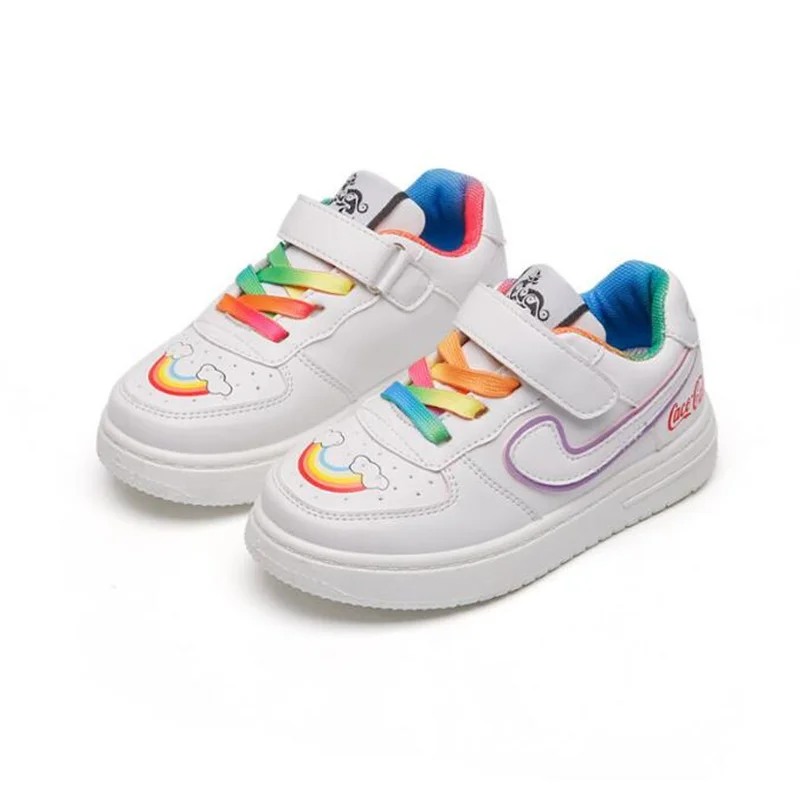

Spring 2022 Children's Cartoon Leisure Sports Shoes Boys Versatile Rainbow Board Shoes Girls Non-slip Soft Running Shoes