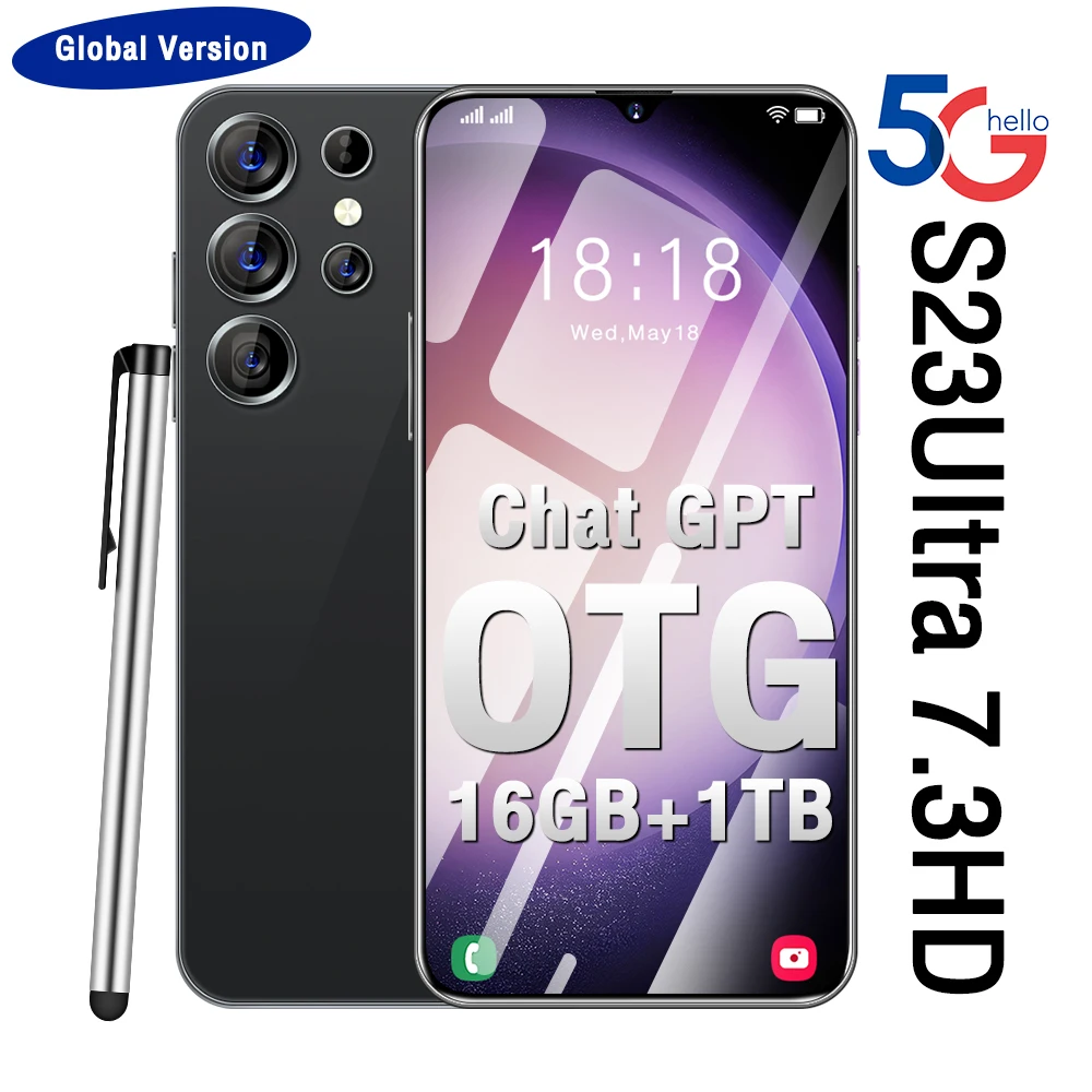 

Cellphones Smartphone S23 Ultra Original Global Version 5g 7.3 Inch 16GB+1TB Sanpdragon 8 Gen 2 Mobile Phone Free Shipping