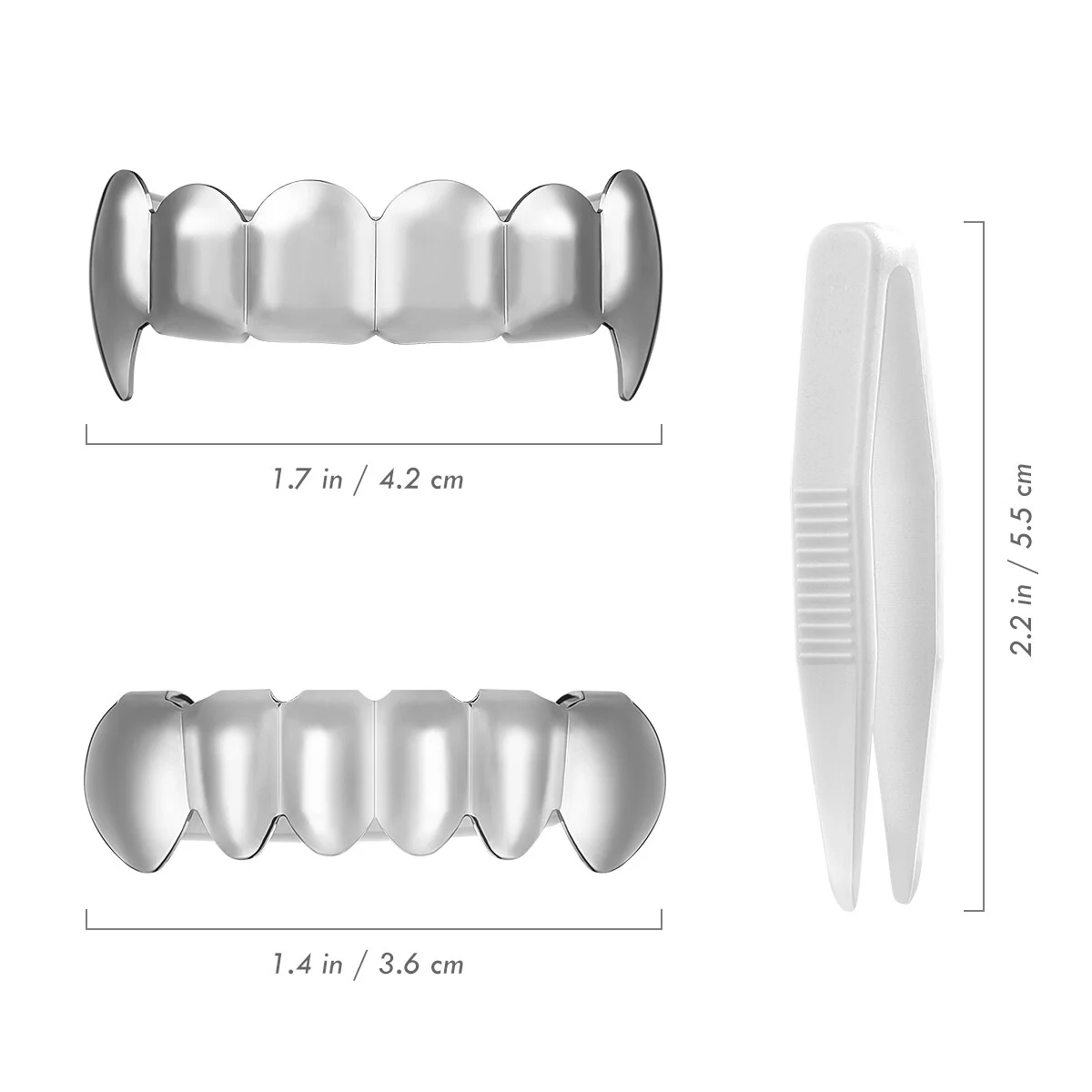 Hip Hop Grills Set Shiny Mouth Bottom Set Silver hip hop jewelry for Men Teens