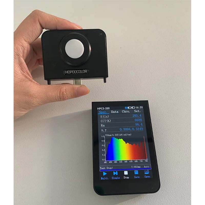 Фото HPCS-330 Bluetooth-спектрометр — беспроводной портативный измеритель освещенности и анализатор светодиодного спектра с дисплеем в реальном времени №2