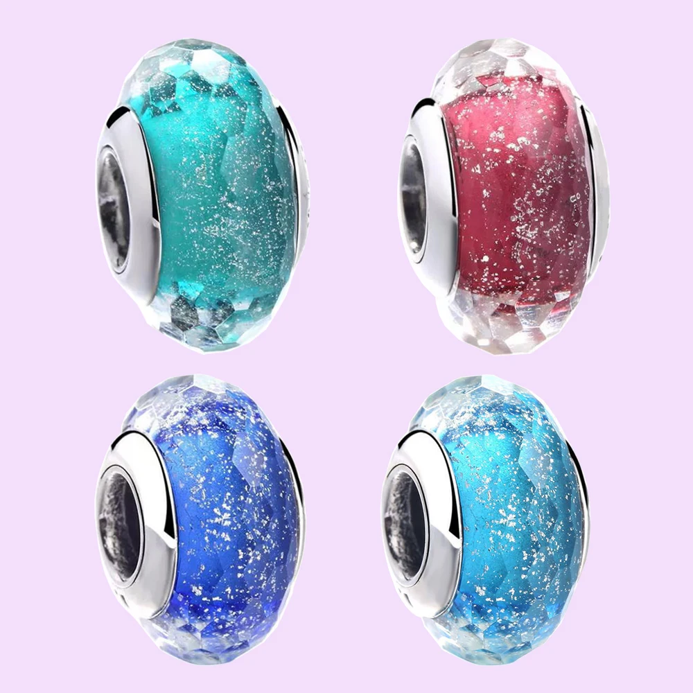 

925 Silver Illusion Color Cut Glass Bead Charm Fit For Pandora Gorgeous Making Ladies Trendy Bracelet Jewelry Party Gift
