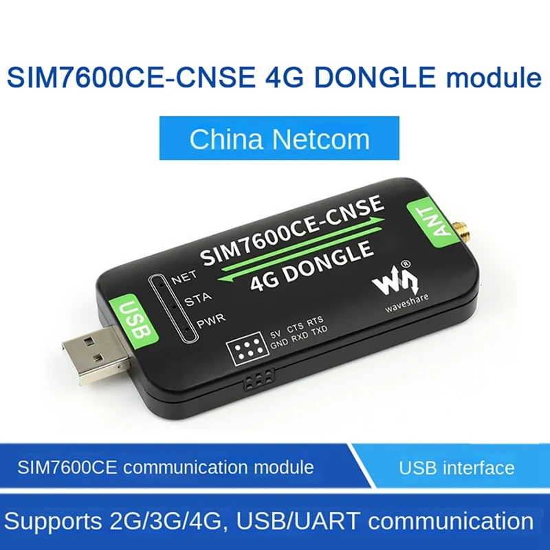 HTHL-Waveshare SIM7600CE CNSE 4G DONGLE Module Full Netcom Single Antenna Industrial Grade Internet Module For Windows/Linux