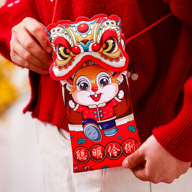 Red Envelope for Fabric Shoulder Strap 2023 Spring Festival Lucky Rabbit Money Pockets Gift Bag Rabbit Year Festival Supplies