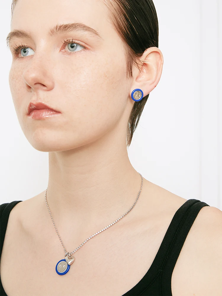 [Same Sle as Xu Lu] Smiley Face Enamel Color Stud Earrings Women Dopamine Cute Fashion Sweet Cool Birthday Gift