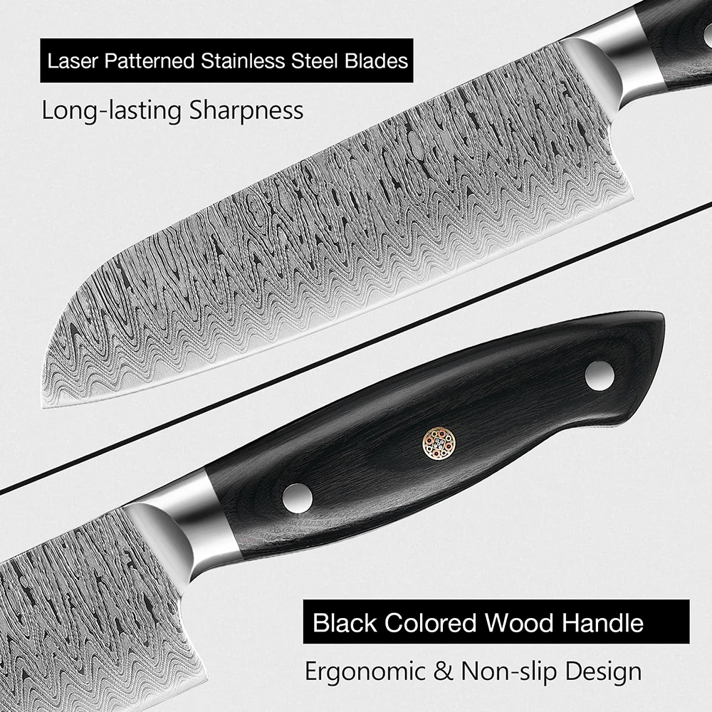 Кухонный нож шеф-повара сантоку 7 дюймов из нержавеющей стали очень острый