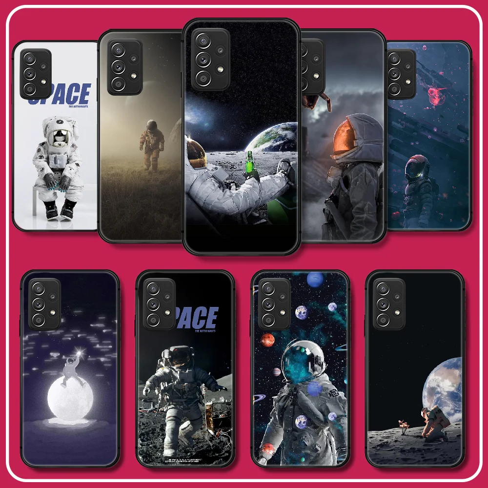 

Astronaut Space Universe Silicone Phone Case For Samsung Galaxy Note A 10 13 32 33 51 52 53 S 10 20 21 22 23 FE Plus Ultra Cover