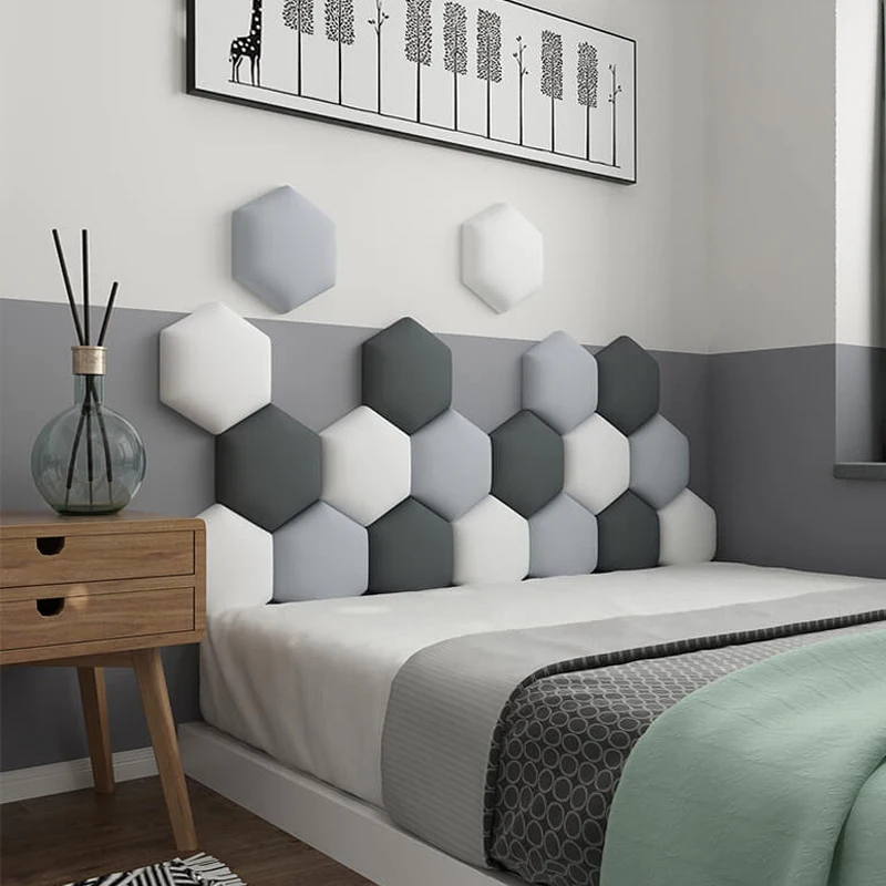 Pegatinas hexagonales para Cabecero De Cama, papel tapiz autoadhesivo para muebles De dormitorio, 135, 150, 180cm