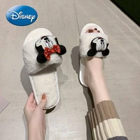 disney mickey fur slippers womens outer wear 2021 new autumn and winter mickey mouse flat flip flops