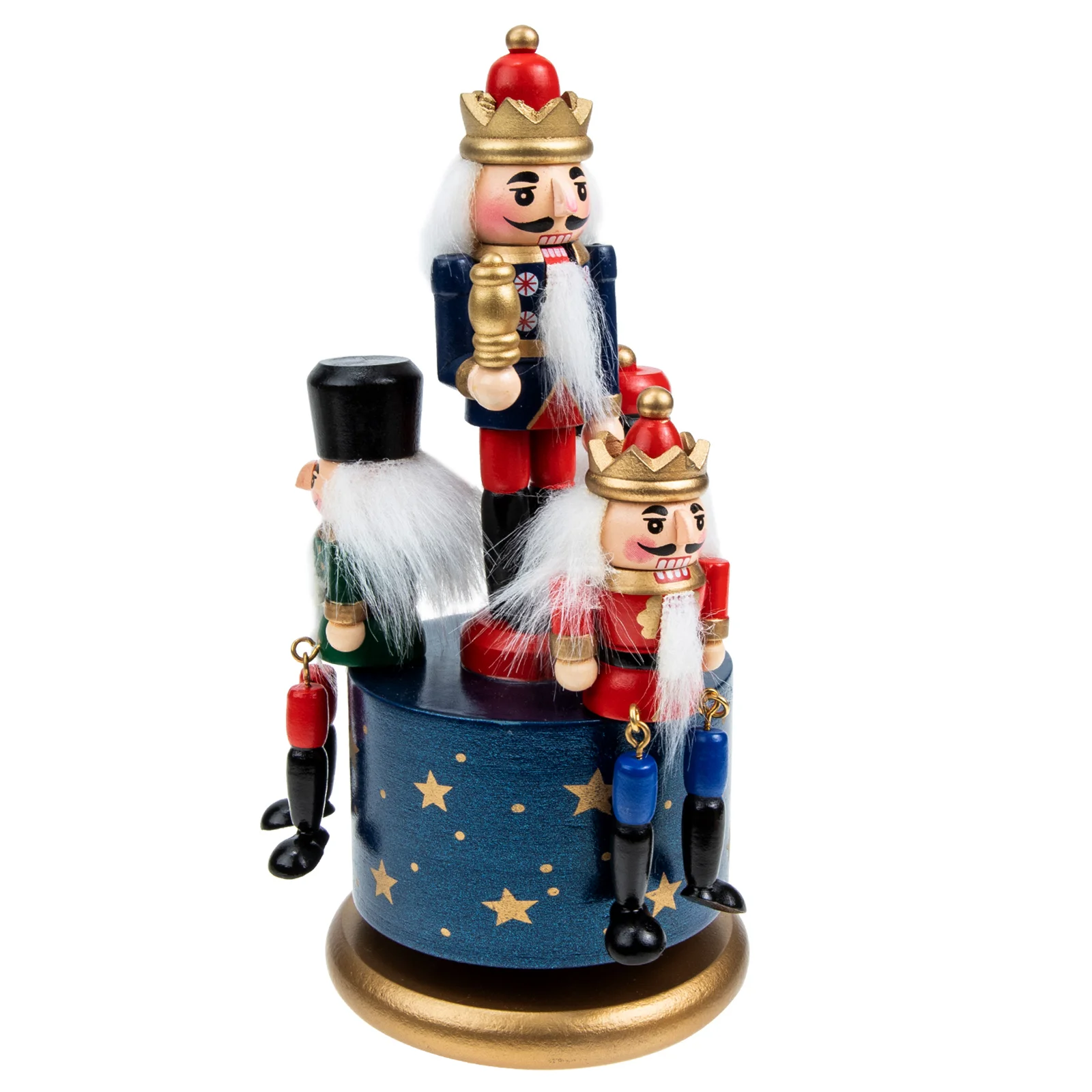 

Boxnutcracker Christmas Musicalwooden Soldier Rotatingdolls Birthday Gift Ornamentboysdesktop Wind Vintage Clockwork