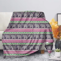 fashion elephant print coral fleece blankets high quality sherpa mantas de cama personalized customize plush kids thin quilt