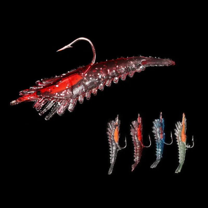 

4pcs 6cm 3g Luminous Simulation Shrimp Soft Bait Isca Artifical Soft Silicone Fishing Lure Bass Sea Fishing Tackle