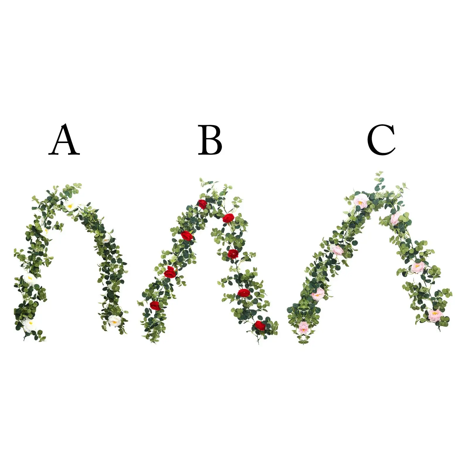 

Artificial Rose Eucalyptus Garland Fake Vine Hanging Plants for Home Decor