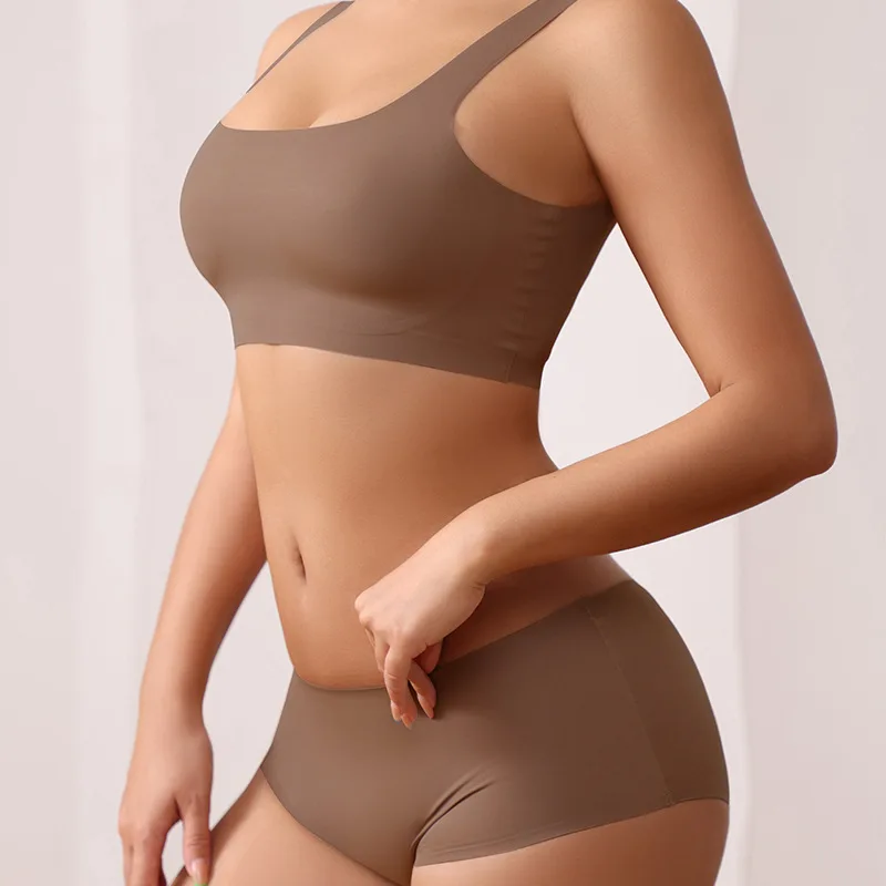 

Бесшовное нижнее белье большого размера, Женский костюм с плоскими брюками, спортивный бюстгальтер без стальных колец