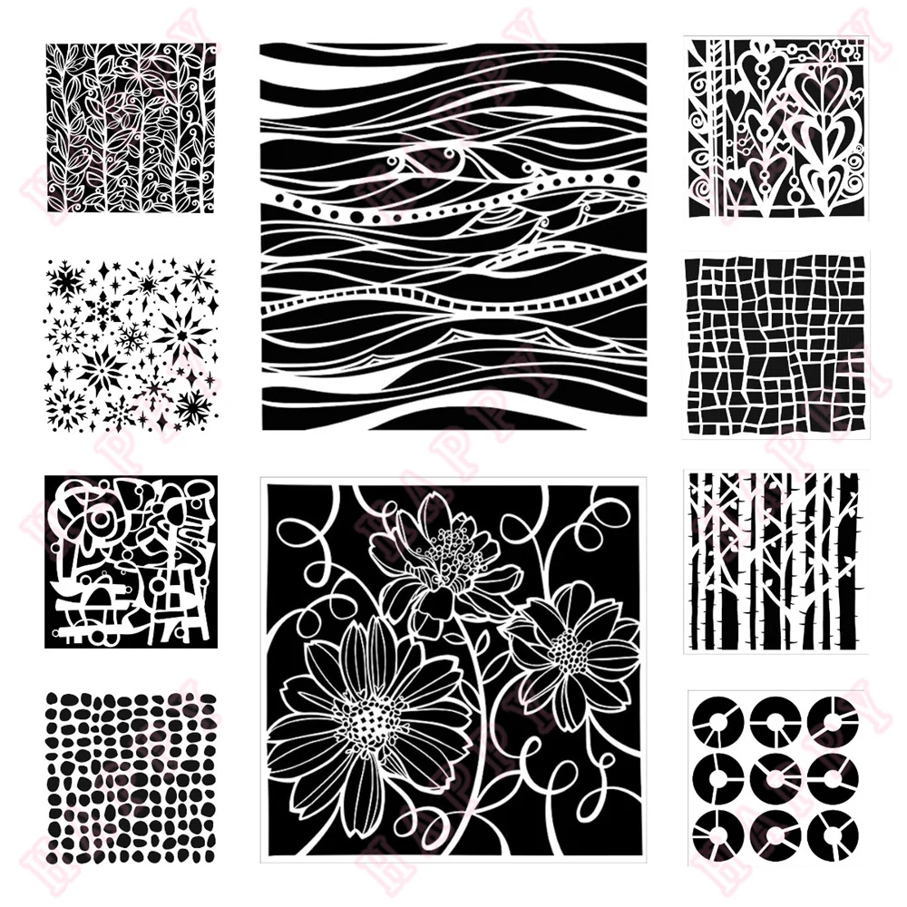 

Snowflake Inked Hands Birch Trees Plastic Stencil Diary Scrapbook Photo Album Decoration Craft Engraving Make Embossing Template