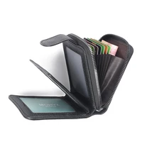 vintage pu leather mens wallet credit card holder zipper money pouch card protect case driver license pocket coin purse