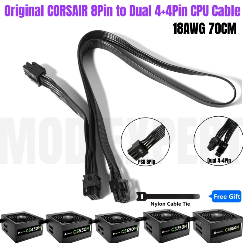 

PSU 8Pin to Dual 8Pin 4+4Pin Original CPU Power Cable for CORSAIR CS450M CS550M CS650M CS750M CS850M GOLD Modular Power Supply