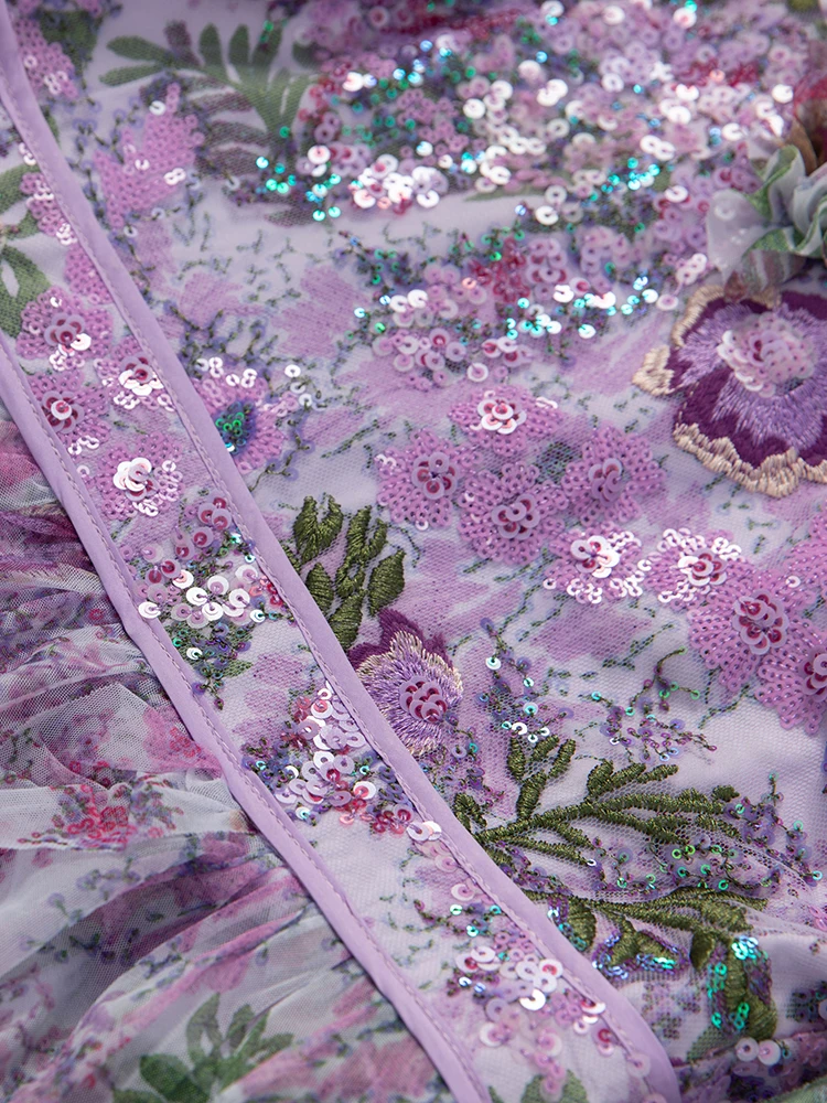 Женское длинное платье с вышивкой Seasixiang дизайнерское летнее круглым вырезом