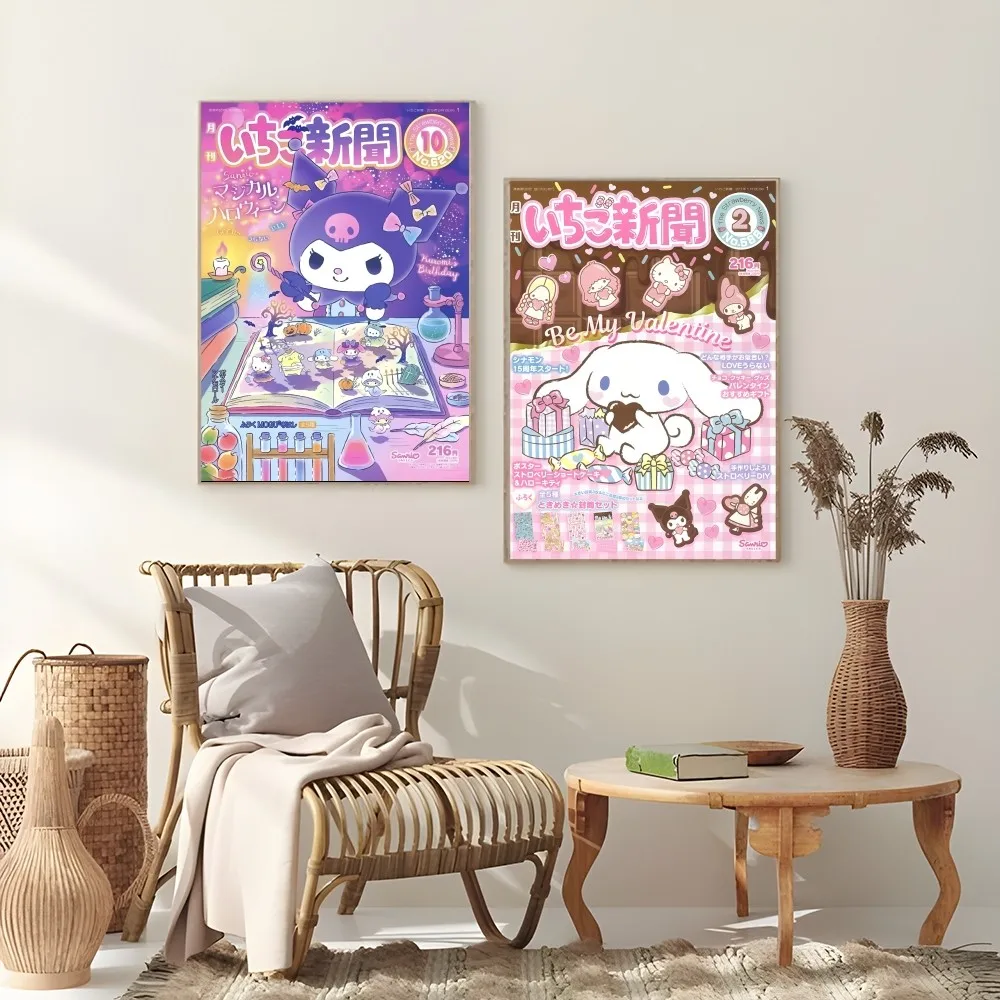 Hallokitty Cinnamoroll Kuromi милый постер липкий настенный художественный принт водостойкий