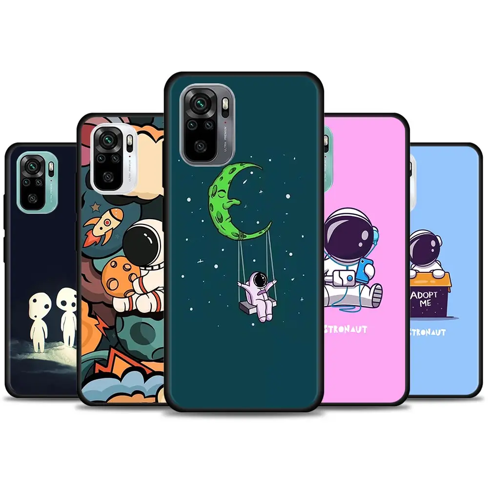 Cute Cartoon Astronaut Spaceman Phone Case for Redmi 10 9 A C i K20 K30 Pro K40 Plus Pro Note 10 Pro 11 Pro Soft Silicone  - buy with discount