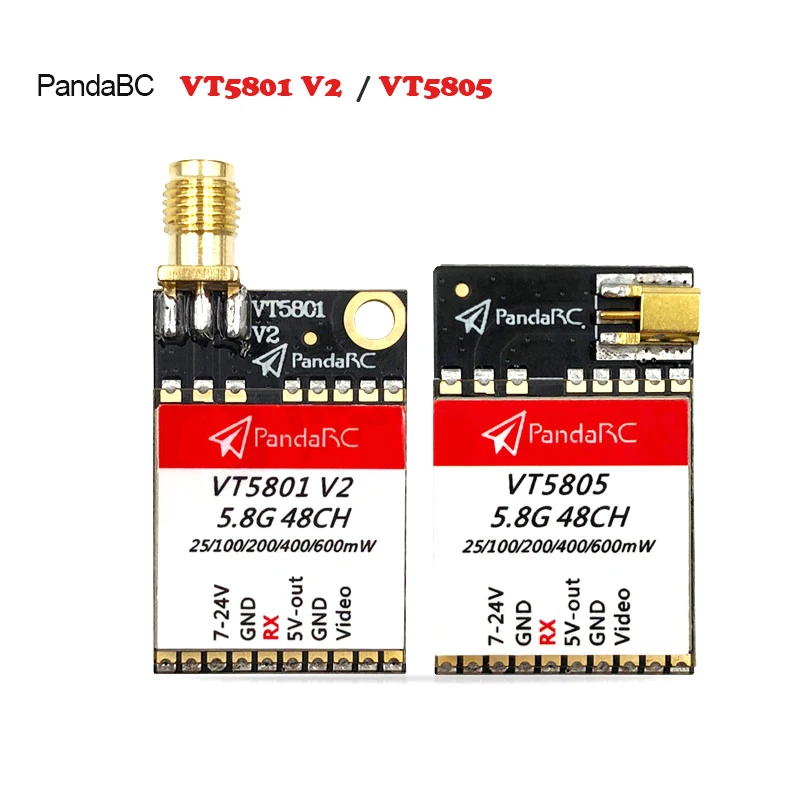 

1PC PandaRC VT5801 V2 VT5805 FPV Video Transmitter 5.8G 48CH 25/100/200/400/600mW Switchable OSD adjustable SMA MMCX VTX RC