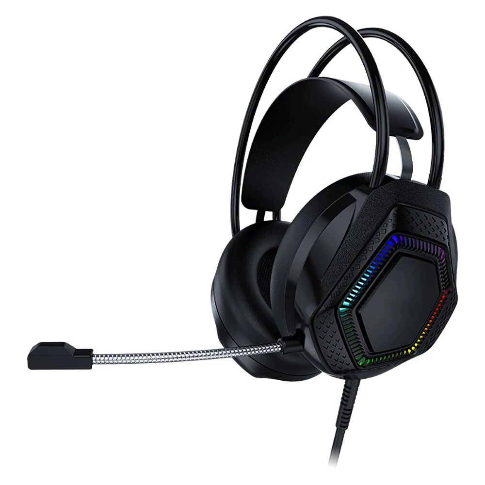 

Gaming Headset 50mm Drive Omnidirectional Mic Colorful LED Light Stereo HD Sound for PC Laptop