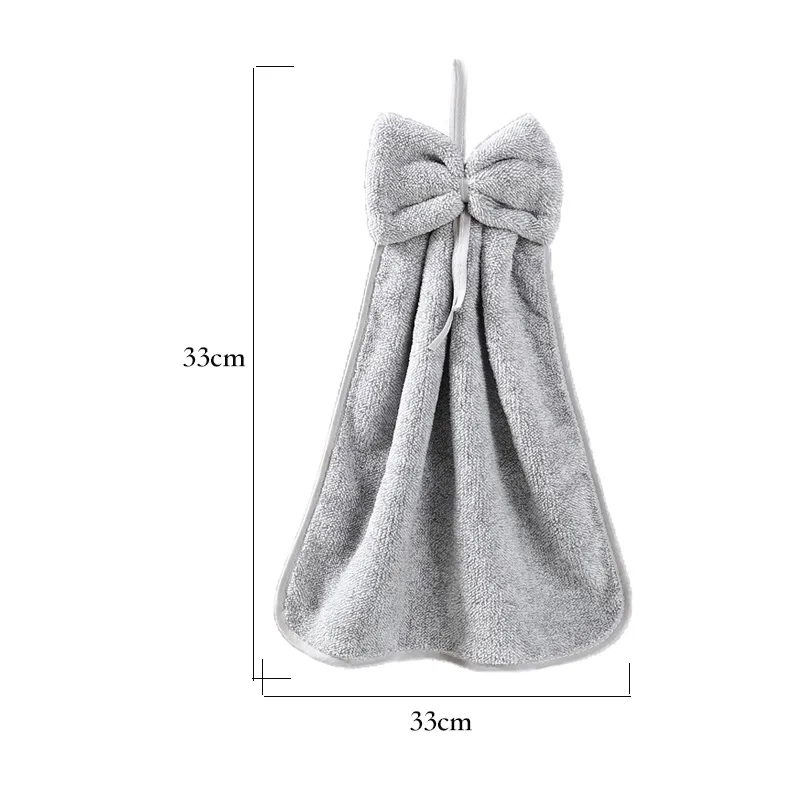 Coral Velvet Bow Hand Towel Soft Skin-friendly Super Absorbent Quick-Dry Handkerchief Kitchen Bathroom Dish Cloth Terry Towels images - 6