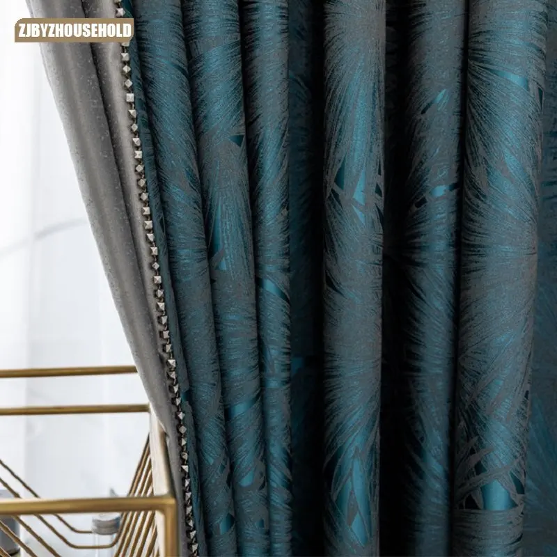 

Curtains for Living Room Bedroom Thermal High Shading Balcony Luxury Modern Maple Leaf Yarn Dyed Jacquard Fabric Lace