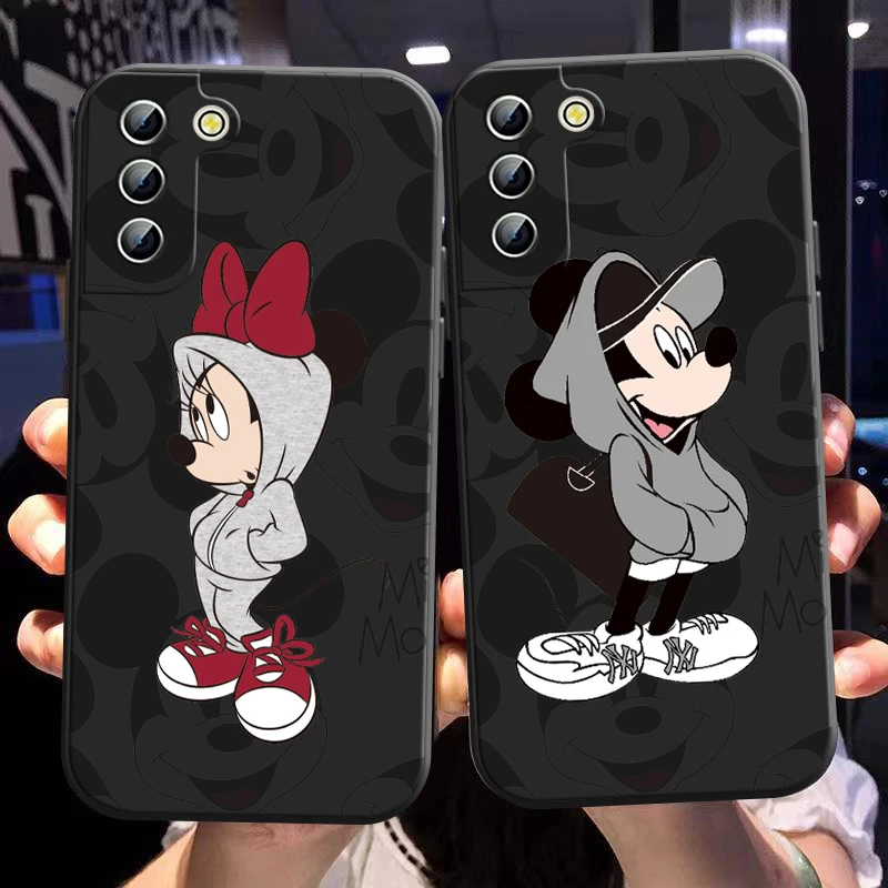 

Cartoon Mickey Minnie Mouse Phone Case For Samsung S23 S22 S21 S20 FE Ultra Pro Lite S10 S9 S8 5G S10E M52 Plus Black Cover