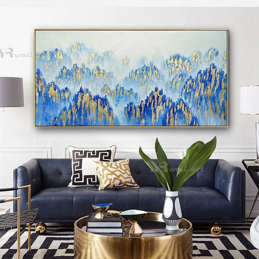 

Abstract Landscape Gold Leaf Mountains Handmade Oil Painting on Canvas Living Room Hanging Poster Bedroom Restaurant Decor Mural