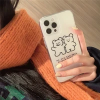 ins korea cute cartoon bear phone case for iphone 12 11 pro max mini xr xs max x 7 8 plus se transparent shockproof back cover